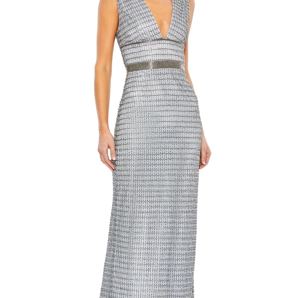 V-Neck Long Beaded Formal Dress: Mac Duggal 5625
